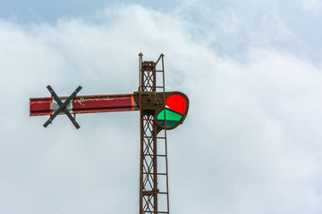 railway traffic light viewed from below