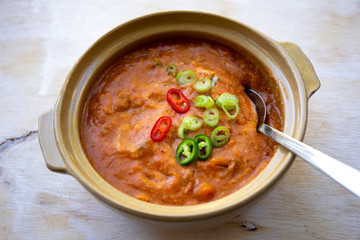 Ground soybean stew which is called Kongbiji-jjigae in Korea