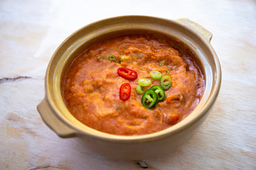 Ground soybean stew which is called Kongbiji-jjigae in Korea