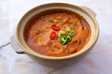 Ground soybean stew which is called Kongbiji-jjigae in Korea