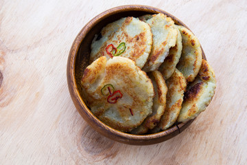 Potato pancake which is called gamjajeon in Korea