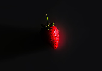 strawberry on black background