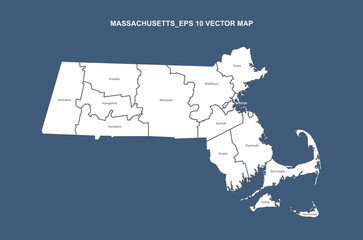 massachusetts map. u.s. states vector map of massachusetts. united states map. 