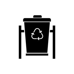 Trash bin line icon design vector. Recycle bin sign symbol. Drop garbage icon design. Editable black stroke.