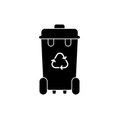 Trash bin line icon design vector. Recycle bin sign symbol. Drop garbage icon design. Editable black stroke.