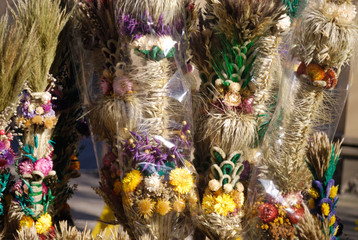colourful straw palms at kaziuki market in Vilnus