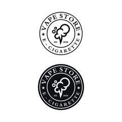 vape, e-cigarette logo, emblems and badges isolated on white background.