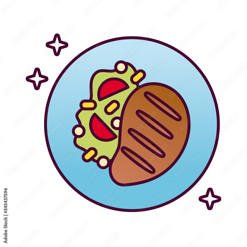 Sticker delicious meat steak detailed style icon