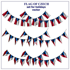 Set for holidays with flag of Czech. Happy Czech day background. Vector Illustration with white background.