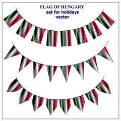 Obraz premium Bright set with flags of Hungary. Happy Hungary day flags. Vector illustration with white background.