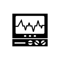 Heartbeat display glyph icon design vector. Medical sign symbol. Editable stroke. Black glyph vector icon.