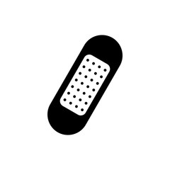 Wound plaster glyph icon design vector. Medical sign symbol. Editable stroke. Black glyph vector icon.