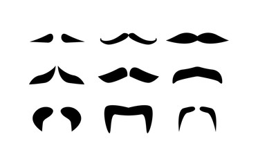 Set of mustaches isolated on white background. Vector illustration