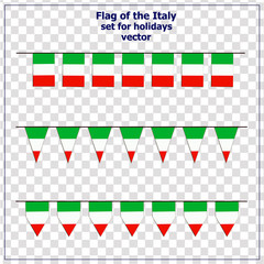 Obraz premium Bright set with flags of Italy for holidays. Italian republic flags. Vector Illustration.
