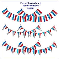 Set with flags of Luxembourg with folds. Colorful collection with flags for web design. Vector illustration.