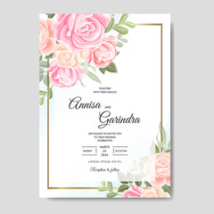 Beautiful floral wreath wedding invitation card template Premium Vector