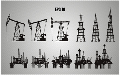 Oil rigs. Oil production. Vector.