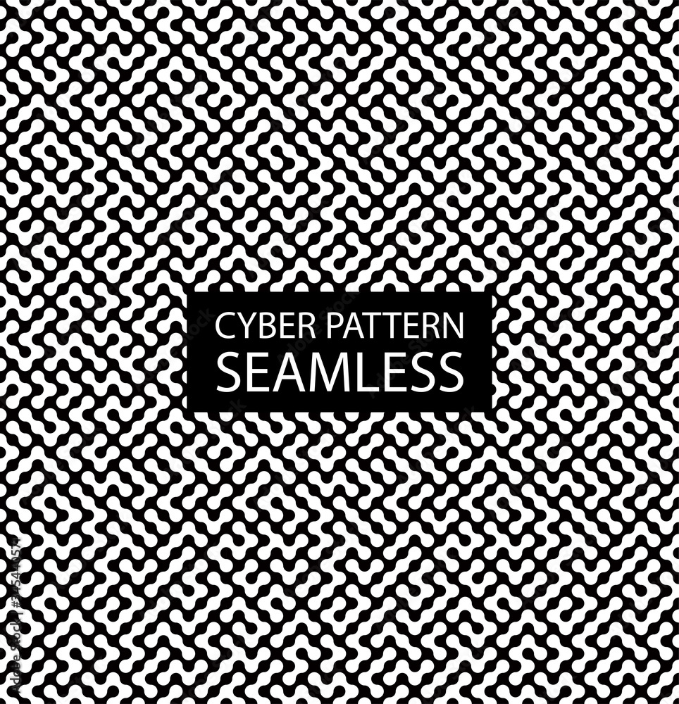 Wall mural seamless monochrome electronic pattern. vector background in high-tech style. cyber texture