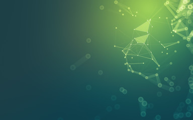 Abstract background. Molecules technology with polygonal shapes, connecting dots and lines. Connection structure. Big data visualization.
