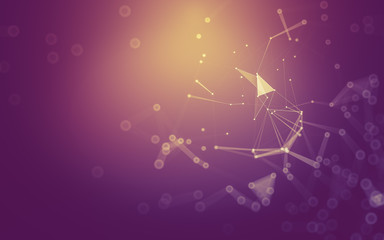 Abstract background. Molecules technology with polygonal shapes, connecting dots and lines. Connection structure. Big data visualization.