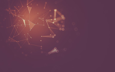 Abstract background. Molecules technology with polygonal shapes, connecting dots and lines. Connection structure. Big data visualization.