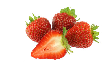 fresh strawberries isolated on white background