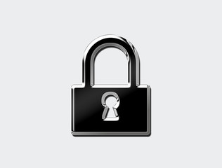 isolated metallic chrome locki padlock  . 3d illustration