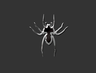 isolated metallic chrome spider . 3d illustration 
