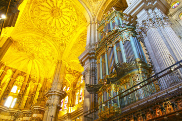 Grand Organ of Cathedral of Incarnation, and Interior Architecture.  Malaga, Spain.