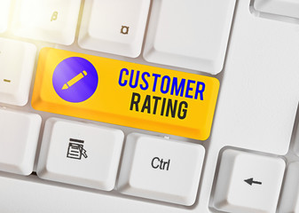 Word writing text Customer Rating. Business photo showcasing Each point of the customers enhances...