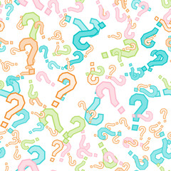 Quiz seamless pattern. Question marks, doubt, faq