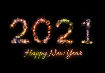 2021 Happy New Year firework text