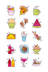 bundle of nutritive food set icons