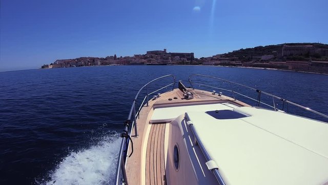 medieval gaeta boat view sea of dream and blue sky happiness looking at the Signora del Vento