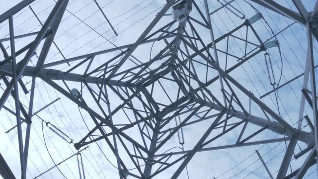 Electricity Pylon from below. Rotating view.