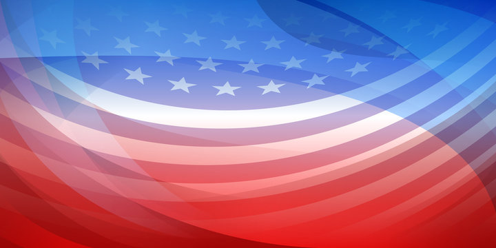 USA independence day abstract background with elements of the american flag in red and blue colors