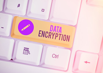 Word writing text Data Encryption. Business photo showcasing Symmetrickey algorithm for the...
