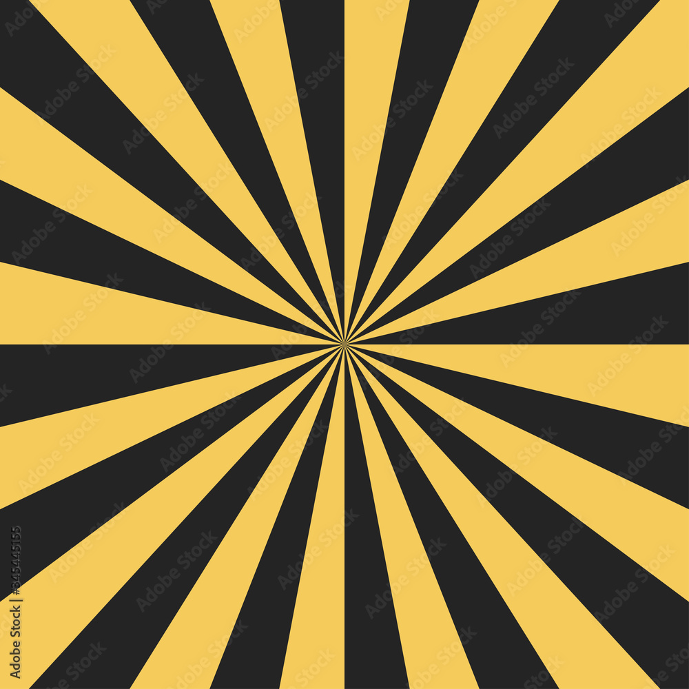 Poster abstract sunburst pattern background. yellow and black starburst ray. graphic resource vector illust