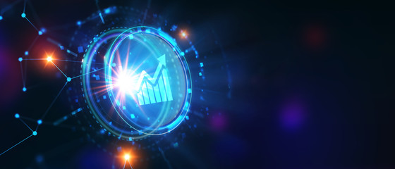 Business, Technology, Internet and network concept. Financial Graph. Stock Market chart. Forex Investment.