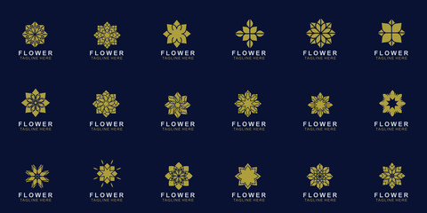 set of flowers logo design