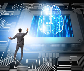 Cognitive computing concept as future technology with businessma