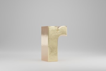 Gold 3d letter R lowercase. Golden letter isolated on white background. 3d rendered font character.
