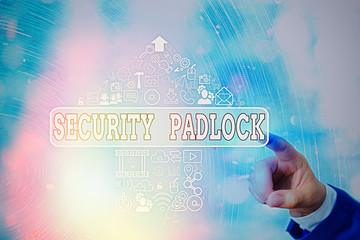 Handwriting text writing Security Padlock. Conceptual photo hardened steel body and double locking...
