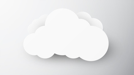 Cloud banner for advertising on blue sky. Copy space. Speech Bubble, White blank hanging. Vector illustration