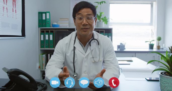 Visio call of healthcare worker during coronavirus Covid19 epidemic