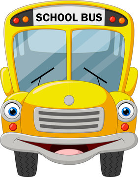 Cartoon funny school bus isolated on white background