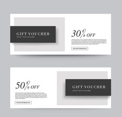 Naklejka na ściany i meble Gift Voucher Template Promotion Sale discount, Minimal black and white background, vector illustration