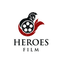 Epic film productions with spartan warrior logo design.