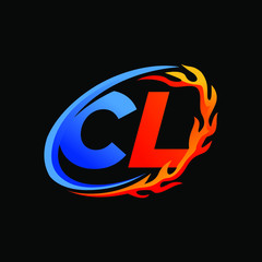 Initial Letters CL Fire Logo Design