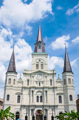 Fototapeta na wymiar Historic cathedral front in new orleans